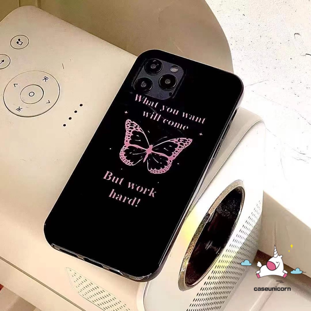 Soft Case Tpu Motif Kupu-Kupu Pink Untuk IPhone 13 11 12 Pro Max 7Plus 8Plus XR 7 8 X XS Max SE 2020