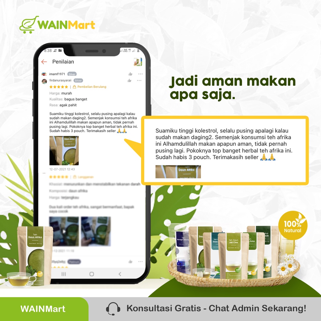 Teh Celup Daun Afrika Herbal Ampuh Menurunkan Koresterol dan Darah Tinggi