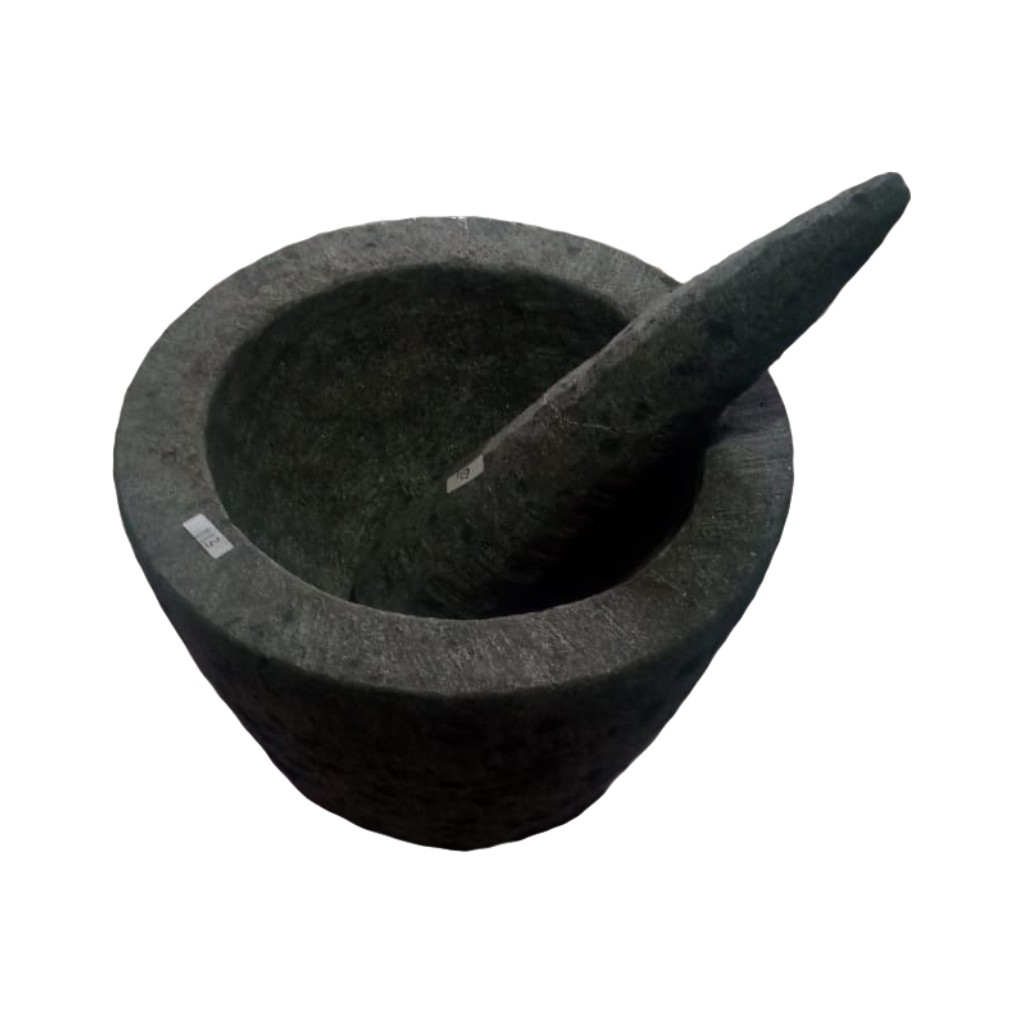 Lumpang dan Alu Batu Asli - Ukuran Diameter 25 cm