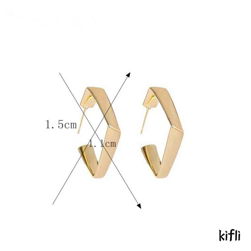 1 Pasang Kancing Telinga Persegi,Berlapis Emas Aksesoris Fashion,Desain Gaya Logam Keren