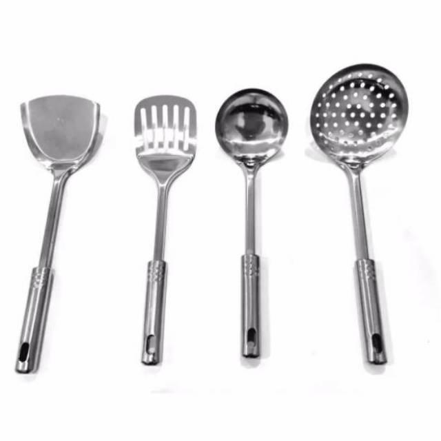 KITCHEN TOOLS PERALATAN DAPUR STAINLESS SPATULA SET ISI 4