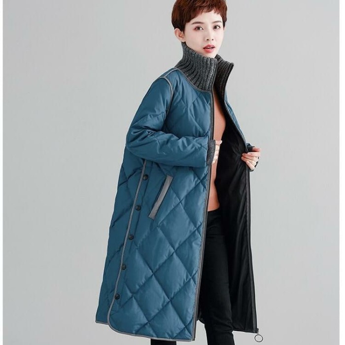 Jaket Panjang wanita turtleneck Winter Long Coat