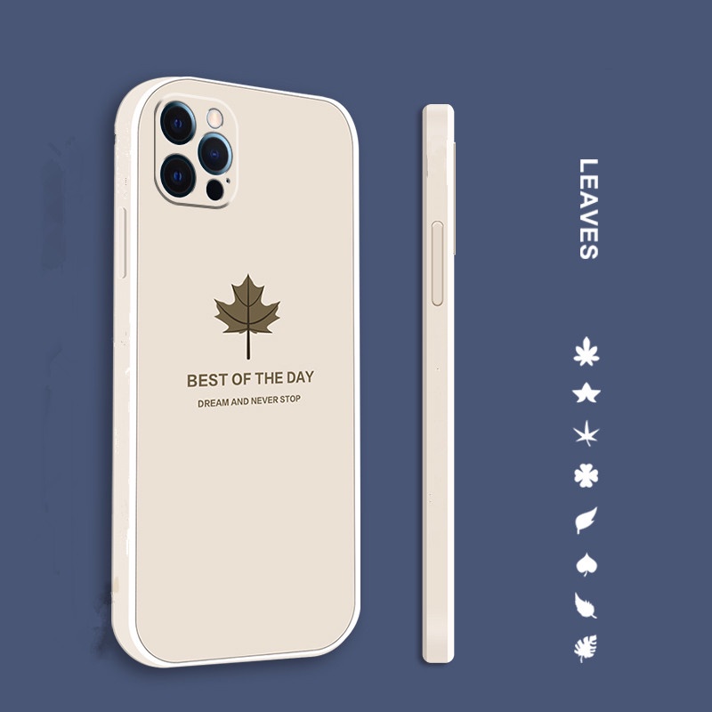 Casing iPhone 13 Pro iPhone 12 Pro Max iPhone 12 iPhone11 Pro iPhone XR iPhone 6 6S iPhone 7 8 Plus iPhone XS Luxury Maple Leaf Pattern Soft Square Silicone Phone Case Cover Rixuan