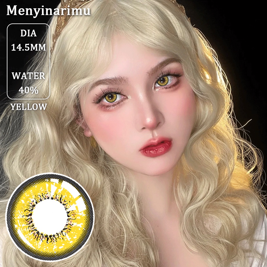 Menyinarimu（COD）Softlens 1Pasang  Purple Red Yellow Big Eye Cosplay Kawaii Lensa Kontak Warna Diameter 14.5MM Fashion NORMAL Softlens anime Naruto Halloween Big Eye 2022 Karakter New Import Premium Yellow softlens Seni Gotik