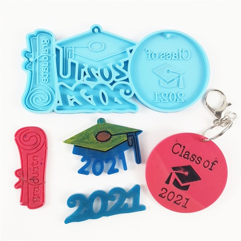 SIY  Glossy 2021 Graduation Keychain Epoxy Resin Mold Silicone Mould DIY Crafts Tool