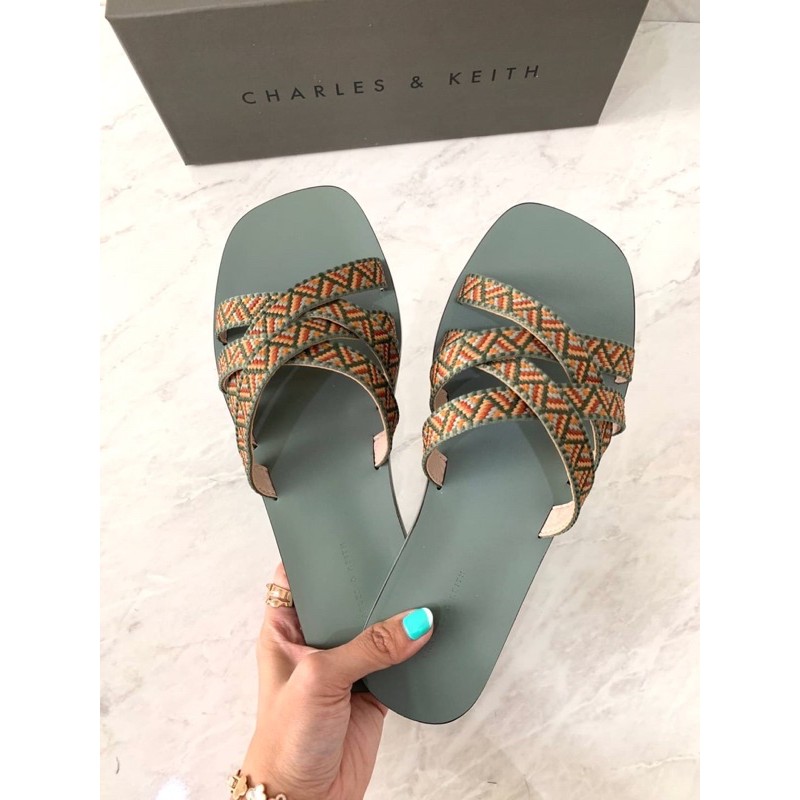 [7.7 Boombastis Sale⚡] - SANDAL WANITA CKS352 WOVEN STRAPPY SLIDE  PREMIUM IMPORT