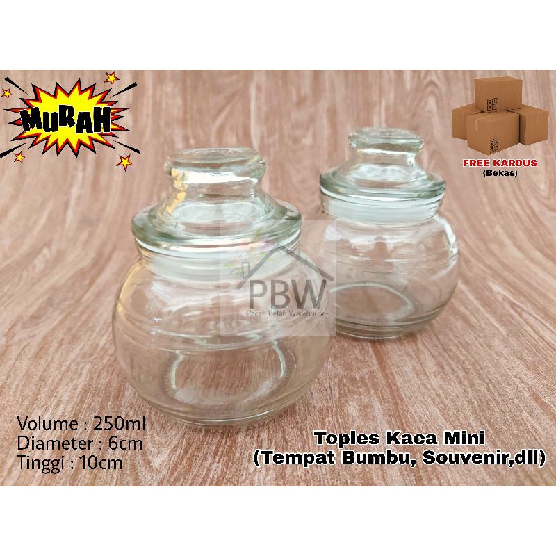 Toples Mini Bulat Kaca / Toples Bumbu / Souvenir Toples