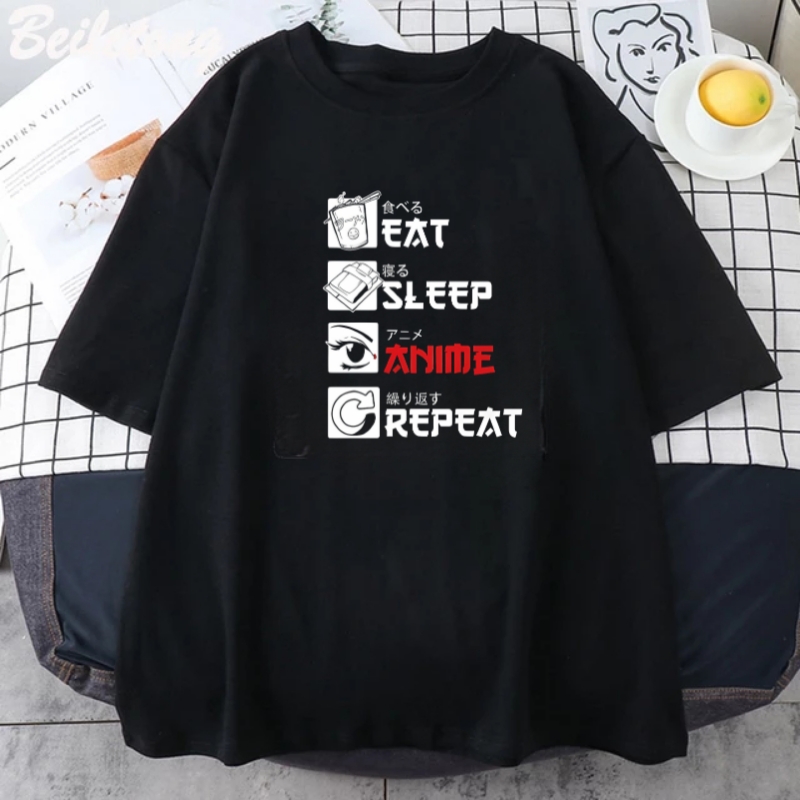 Kaos Dewasa Eat Sleep anime repeat