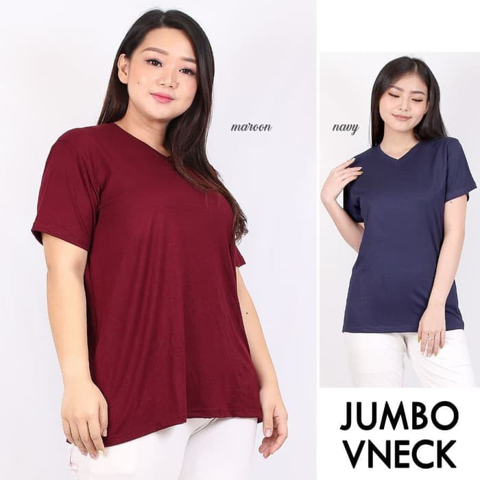 Blouse Polos Jumbo VNeck Baju Atasan Wanita Aneka Warna