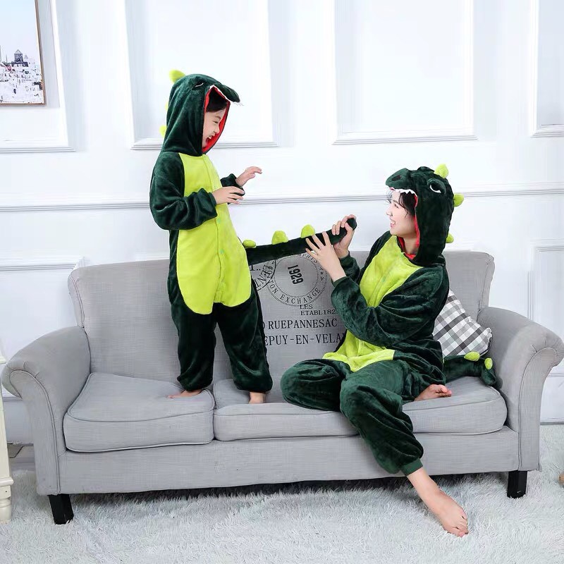 BAJU ONESIE DINOSAURUS DINO HIJAU KOSTUM COSPLAY PIYAMA