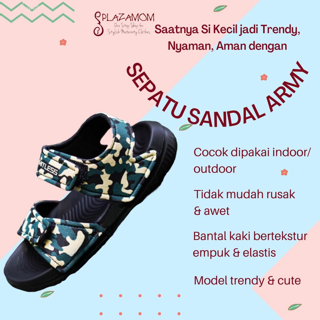 Sepatu Sandal EVA karet ANAK Laki Cowo Cowok Boy Kids Kid Sendal Selop Slippers Slip Strap Motif Army Empuk Ringan Anti slip Kualitas Premium Nyaman Bisa untuk outdoor indoor trendy stylish