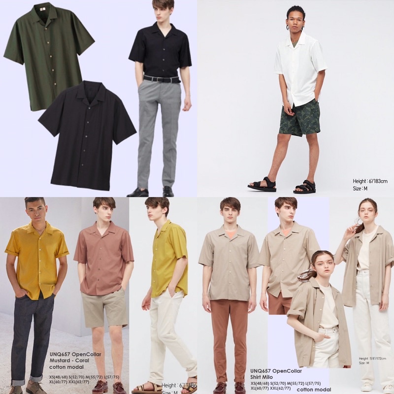 Jual Lovemecorner Uniqlo Open Collar Kemeja Wanita Pria Unisex Bahan Katun Limited Stock Bagus Banget Shopee Indonesia