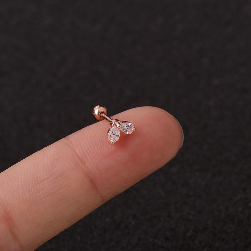 1 Pc Anting Tusuk Mini Model Bintanghati Hias Batu Zircon Untuk Wanita