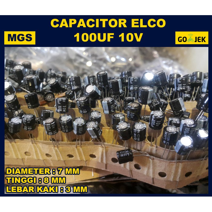 100Pcs Kapasitor Elco 100uf 10V Capacitor Elko 100uf 10v