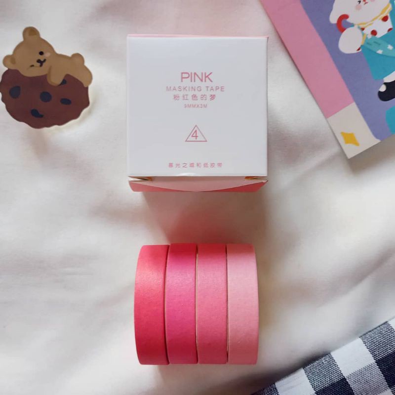 

Washi Tape Solid Color Set | 4 roll masking tape warna-warni untuk menghias bujo planner scrapbook
