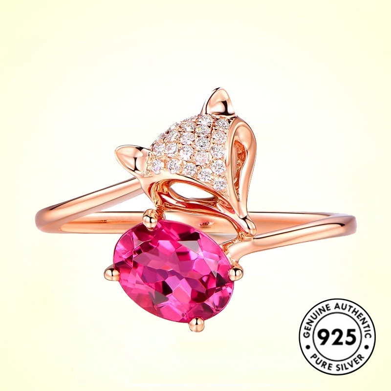 Cincin Bahan Sterling Silver 925 Desain Rubahmawar Ruby Untuk Wanita