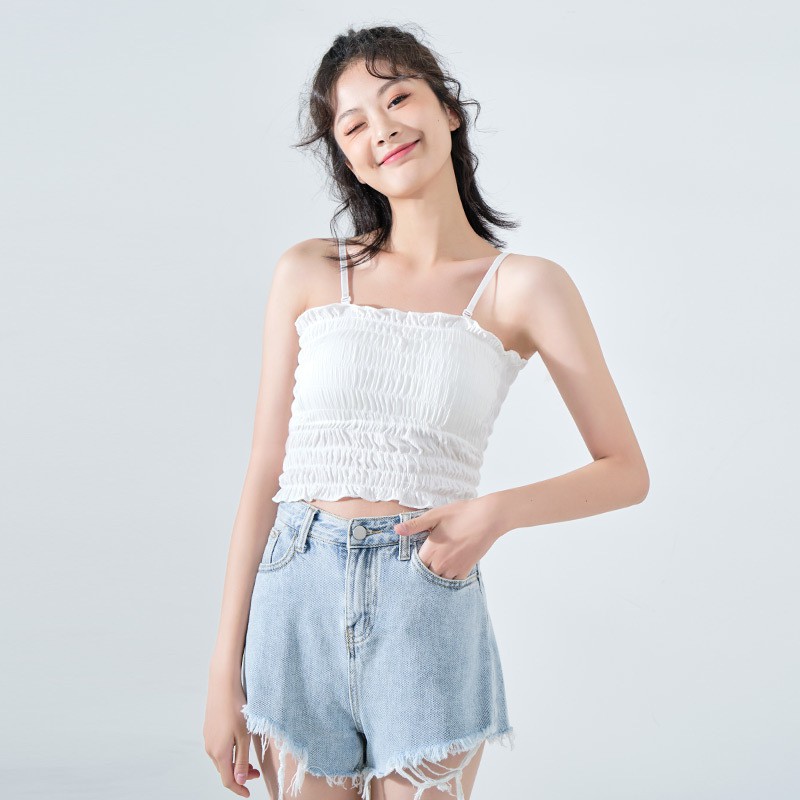 Ladies Tank Top Crop Top Bra Korean Style Bahan Katun Import Tali Lepas Pasang 2007-2