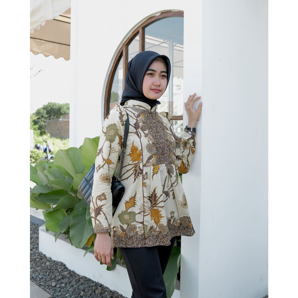 Batik Alina Intana Blouse Baju Batik Wanita Modern S M L XL XXL Atasan Batik Modern Batik Kerja