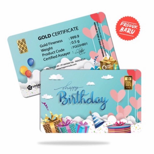 EMAS ANTAM LOGAM MULIA GIFT SERIES HAPPY BIRTHDAY 0,5 GRAM
