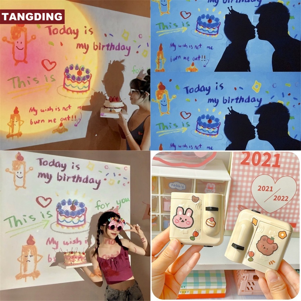 【COD Tangding】Happy Birthday Projector Korea INS Projection Lamp Children Creative Confession Light