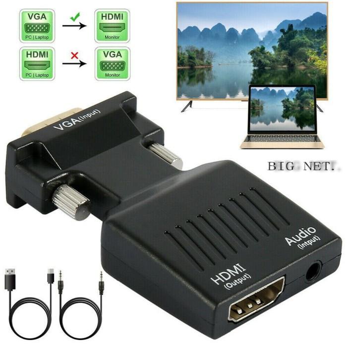 Nay Kabel | Converter Vga To Hdmi Full Hd 1080P/ Converter Vga To Hdmi (G) Kualitas Terbaik