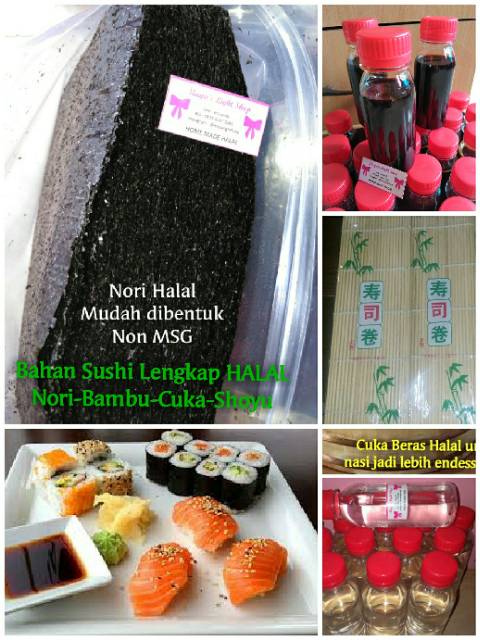 Paket bahan sushi tipe 4 lengkap nori cuka bambu sushi shoyu dried seaweed vinegar soy sauce tikar kecap asin shoyu