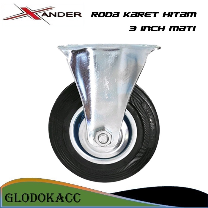 Roda Trolley 3 inch / Xander Roda Troli / Roda Gerobak/Etalase / Roda Karet Hitam