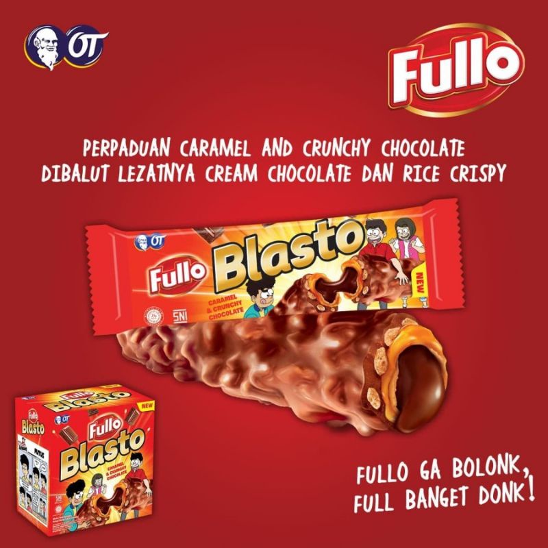 

FULLO BLASTO WAFER CHOCOLATE CARAMEL AND CRUNCHY 1 Box 16x15gr.