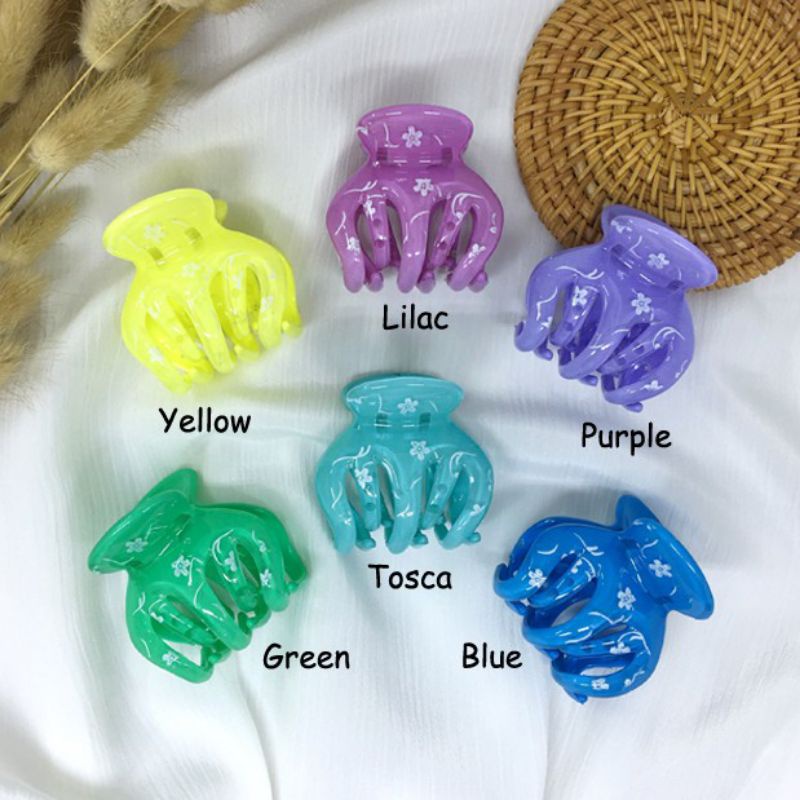 Jedai Tanggung 3.5cm Premium Import Cakar 5 Model Jelly Candy Motif Bunga Daisy Jepit Rambut Model Korea Hair Claw Clips Flower