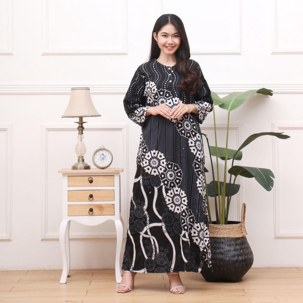 Longdres Batik VALERIE Daster busui  Baju batik  Baju tidur  Dress batik