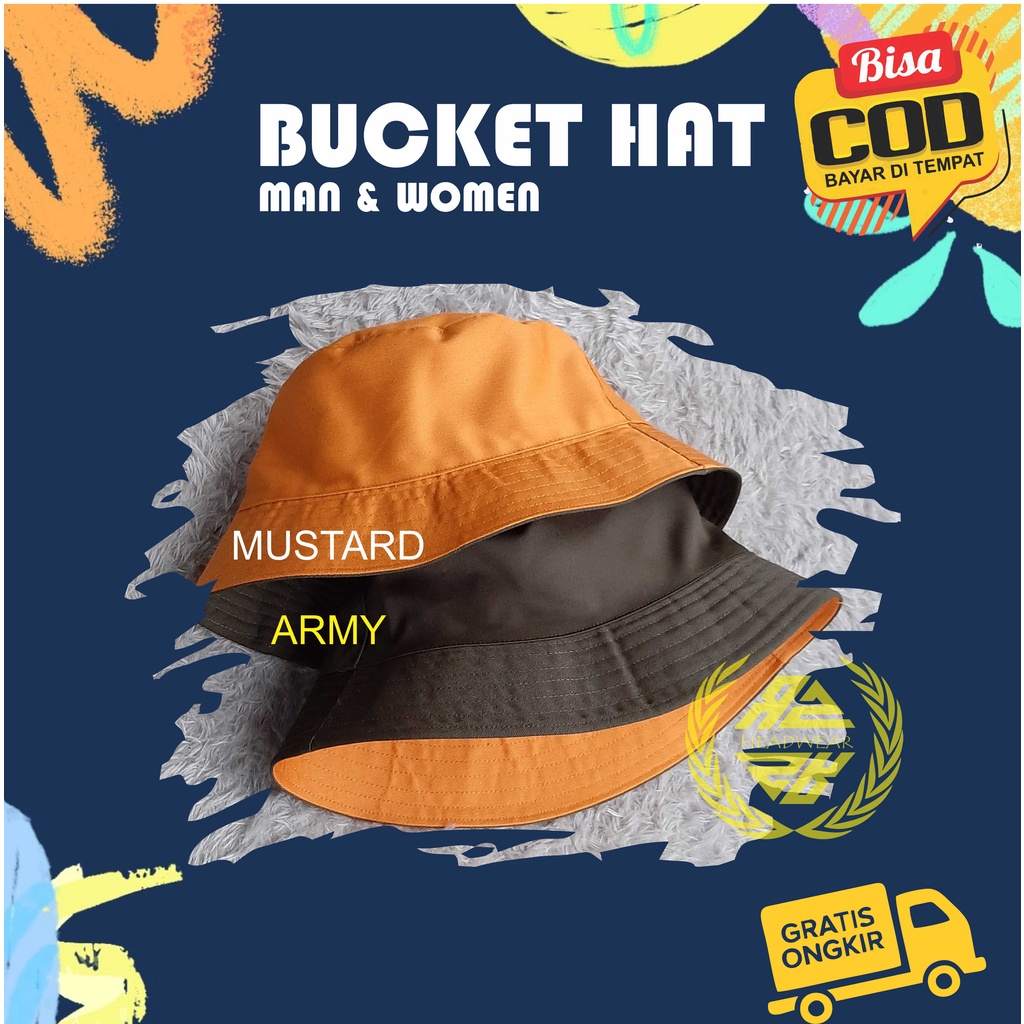 Topi Bucket Hat Outdor Bahan Katun Drill Premium By Rzhewear Original Motif Sablon Satu Sisi