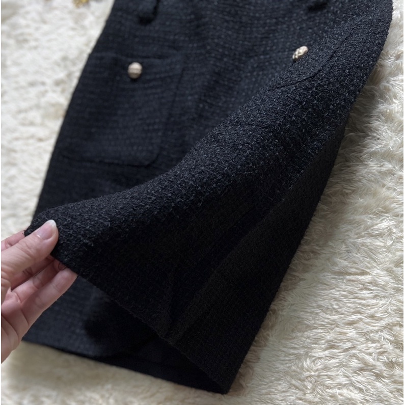 MINI TWEED ROK WANITA IMPORT/ SPLIT SKIRT WOMAN PREMIUM FREE BELT-6