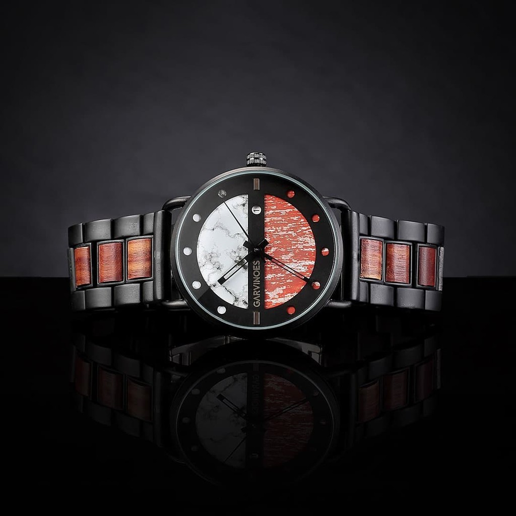 JAM TANGAN KAYU WANITA PRIA UNISEX GARVINOES - Aviator Rosewood / JAM BRANDED ORIGINAL