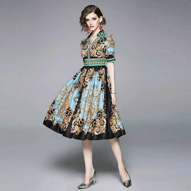 Dress Wanita New Retro Party Formal Anggun Vintage Pesta