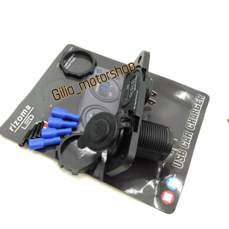 Voltmeter/charger Hp USB Rizoma LED Model tanam Universal Motor