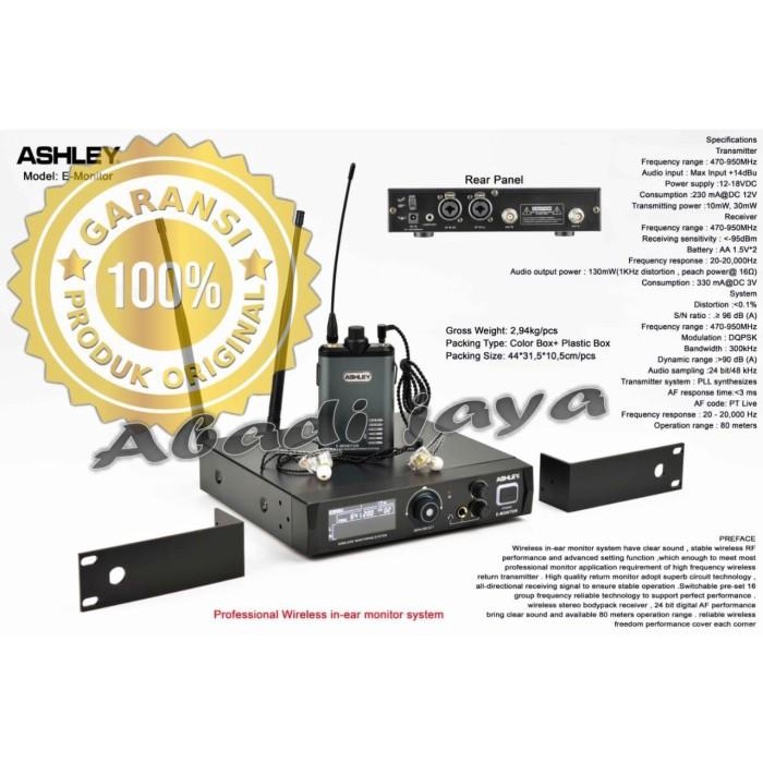 Ear Monitor Wireless Ashley Ear Monitor E Monitor Original