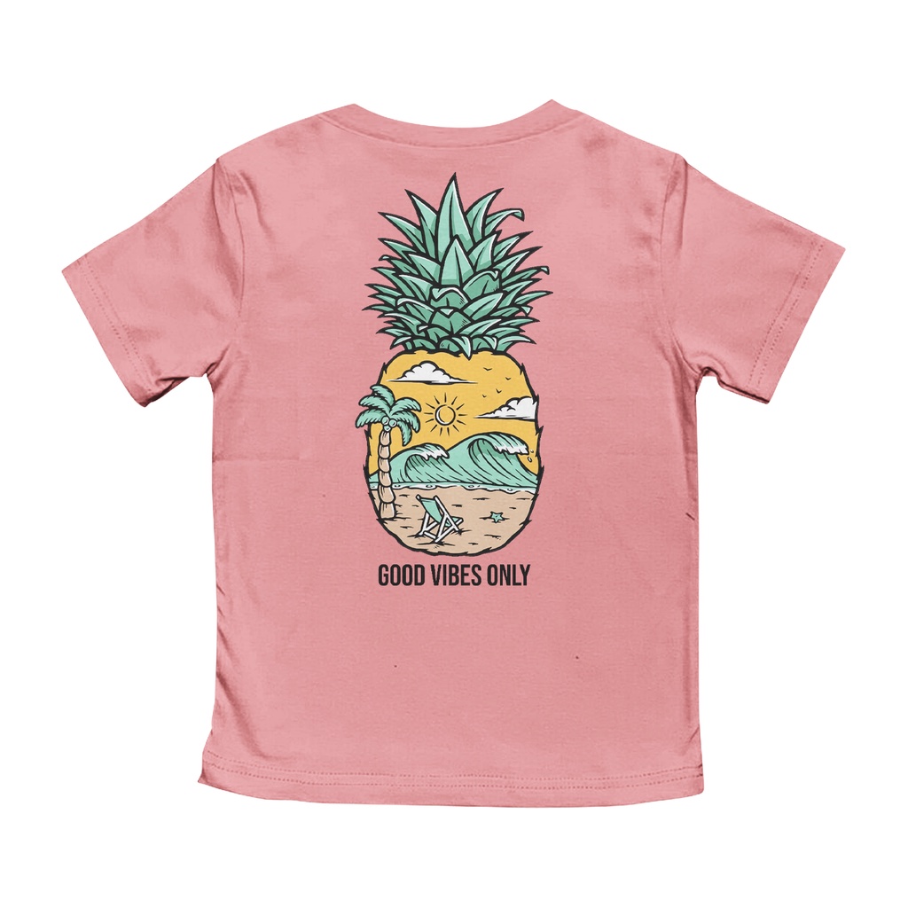 Kaos Anak 1-12 Tahun Beach Series Unisex Gazken Motif Pineapple Beach