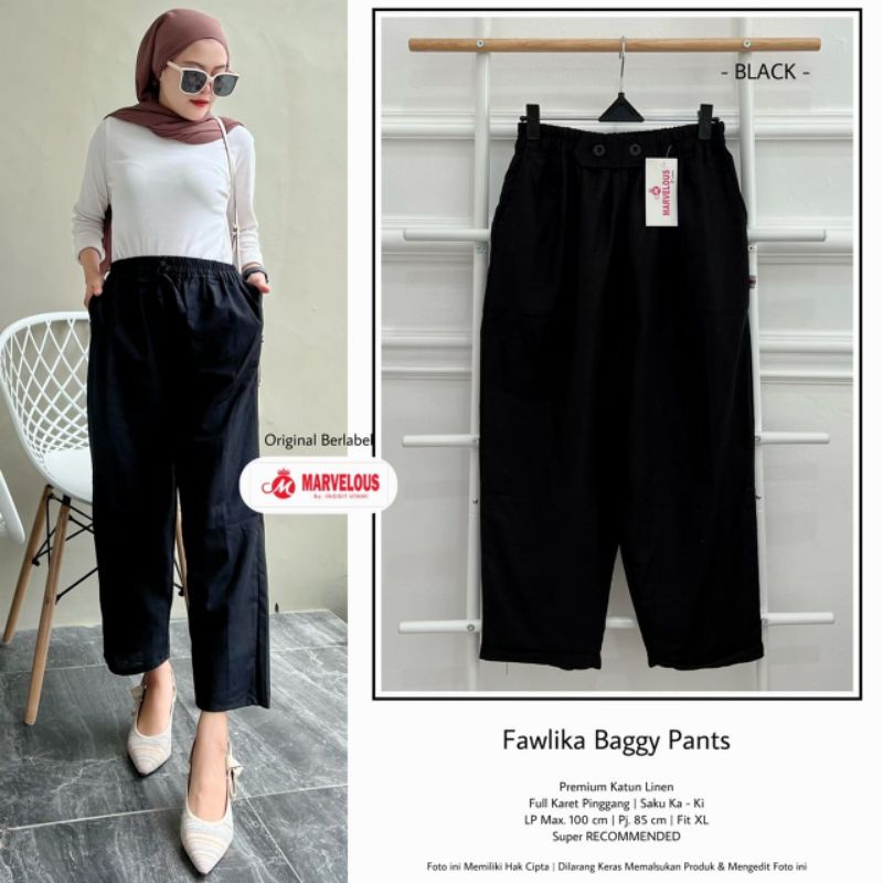 FAWLIKA BAGGY PANTS BY MARVELOUS // CELANA BAGGY WANITA // Baggy linen