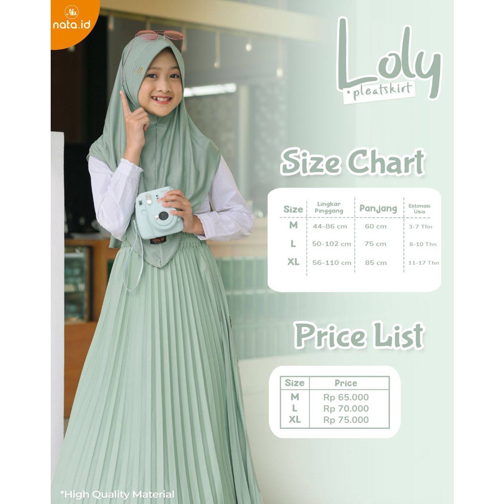 Rok Plisket Anak Loly Pleatskirt KIds by Nata.id hijab