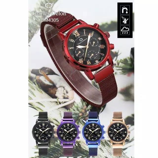 jam tangan charles delon magnet ORI tahan air + BOX