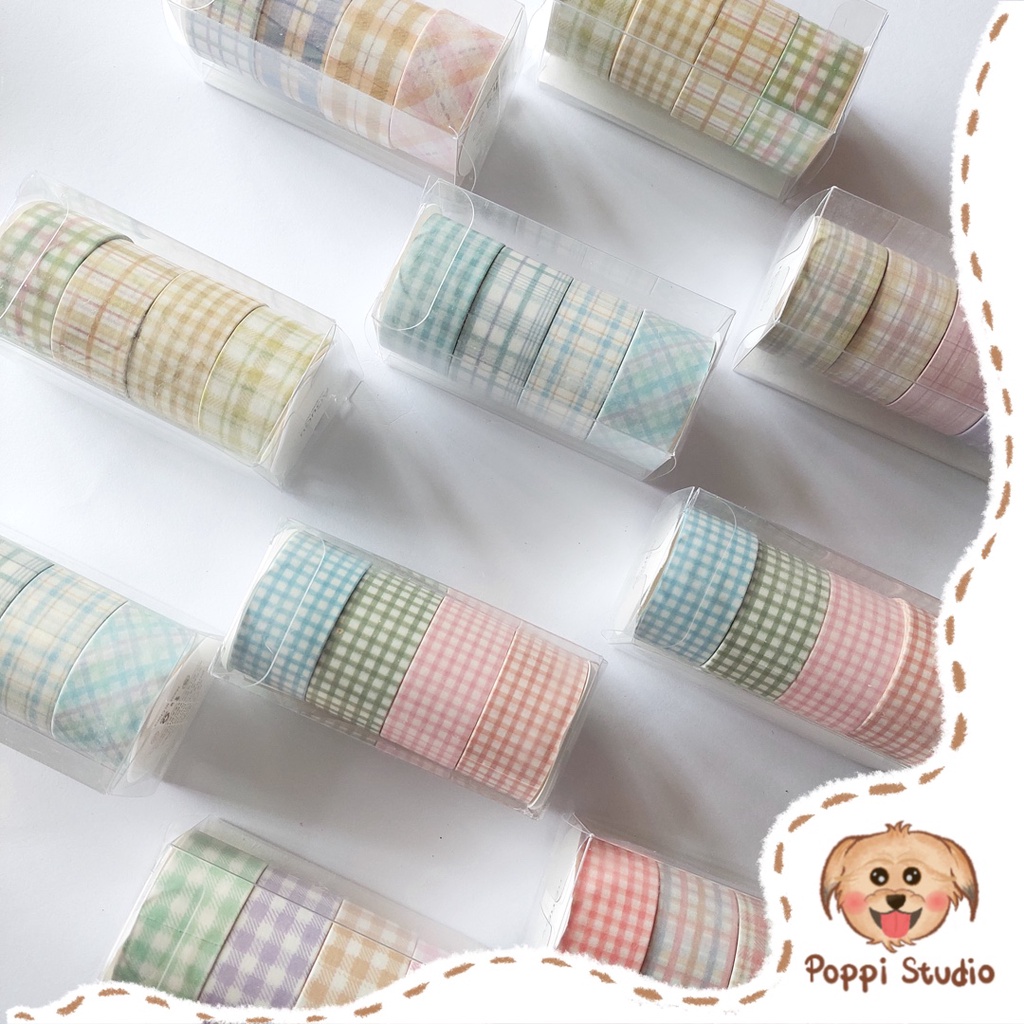 

Washi Tape #1 - 4 Rolls Masking Grid 2cm x 2 meter - Isolasi Tape Motif Lucu