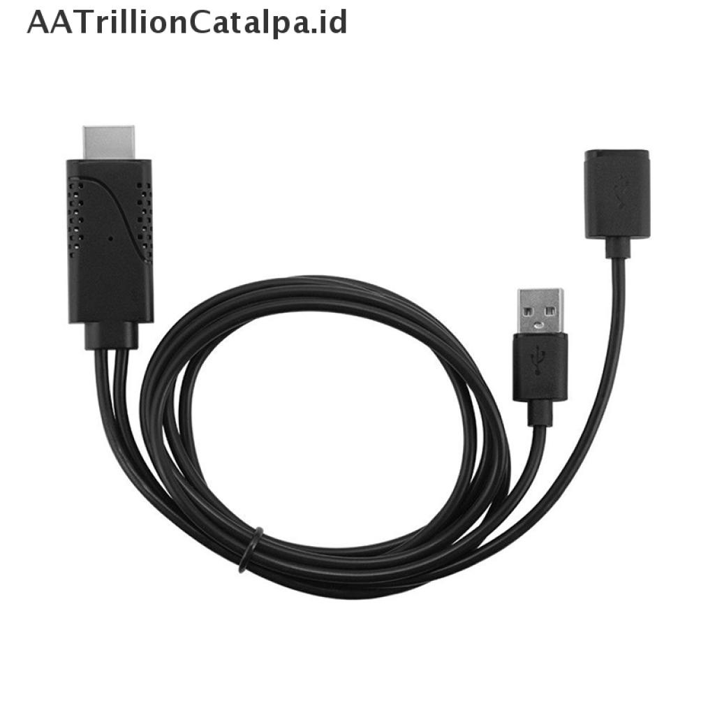 (AATrillionCatalpa) 2 in 1 Kabel Adapter USB Female Ke HDMI Male HDTV Untuk IOS 8.0 &amp; Android