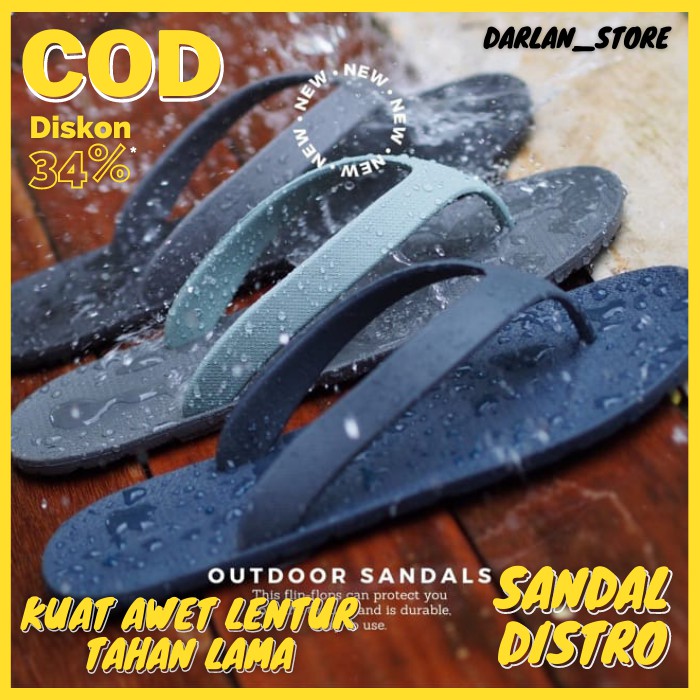 Sandal Jepit Karet Pria Distro Laki Laki Dewasa Kekinian Simple Terbaru 2021 COD