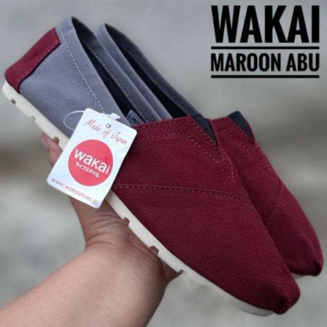 Sepatu Slip on Pria Wanita Dewasa Wakai Maron abu Termurah