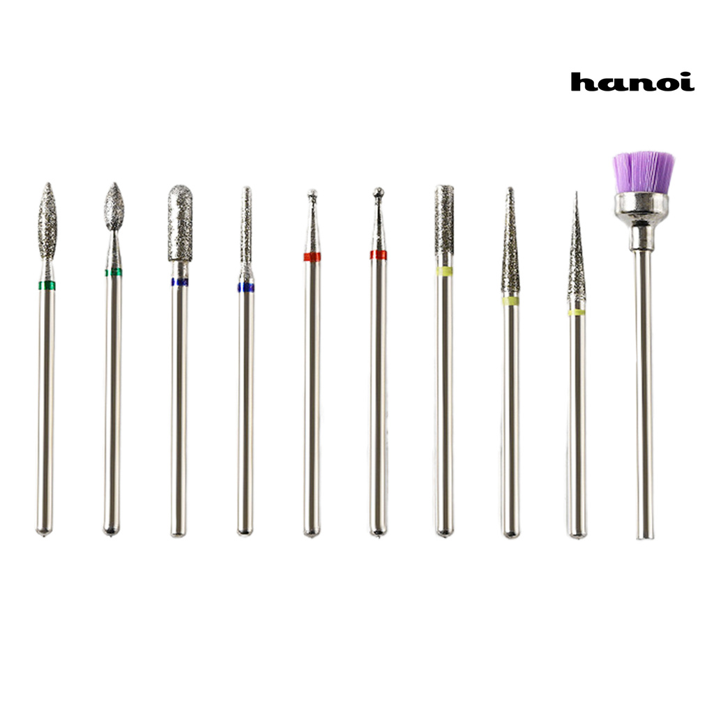 10pcs / Set Mata Bor Kuku Bahan Alloy Tungsten Kekuatan Tinggi Untuk Manicure