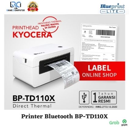 Printer Barcode Thermal Printer Label Resi A6 BLUEPRINT BP-TD110X USB