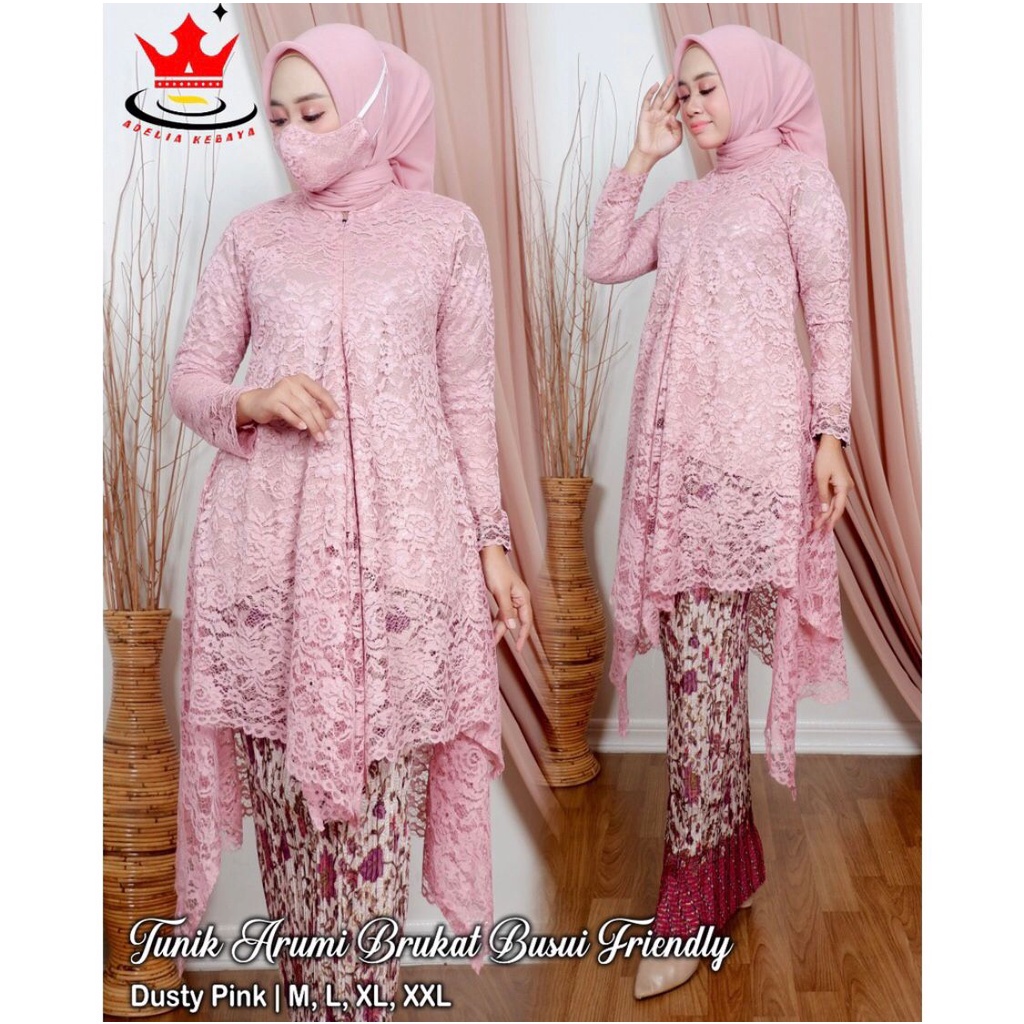 Setelan Kebaya Tunik Tulle Brukat Wanita Modern Outfit Gaun Kondangan Busui Friendly By Laquse_kebaya2