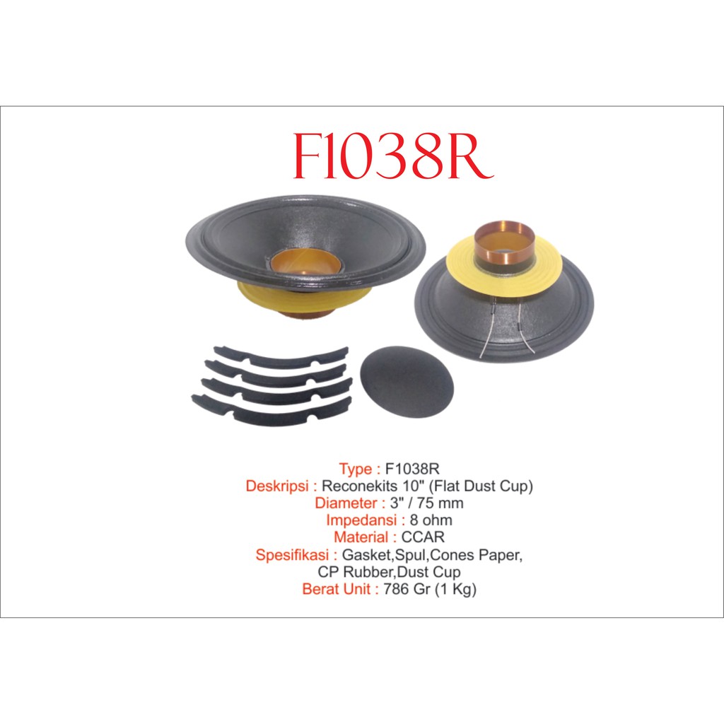 STX -RECONEKITS :  Reconekits 10" (Flat Dust Cup) 3"/75MM 8OHM F 1038 R