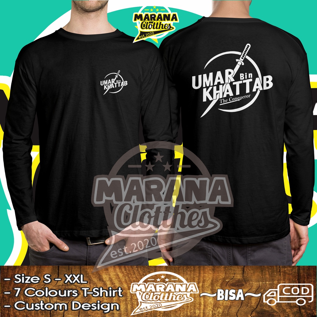 Kaos Baju Dakwah Umar Bin Khattab The Conqueror Lengan Panjang Baju Muslim