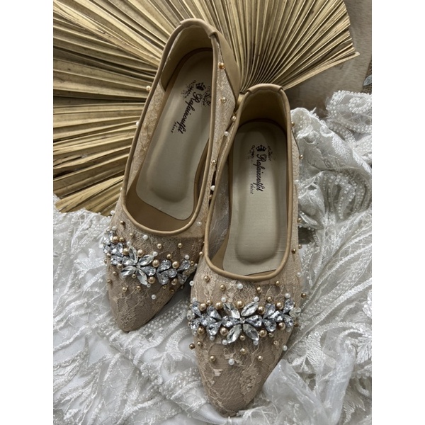 sepatu wedding Rafaizoutfit dahlia warna nude 3cm kaca